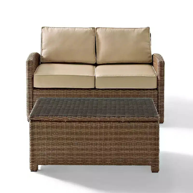 Ensemble canapé et table basse Bradenton en osier pour l'extérieur - Crosley