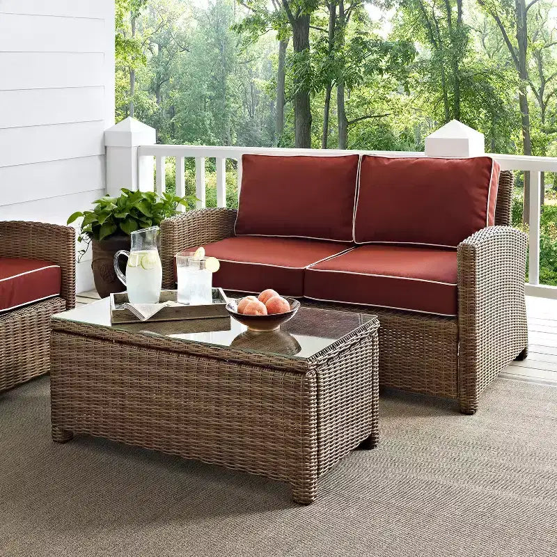 Ensemble canapé et table basse Bradenton en osier pour l'extérieur - Crosley