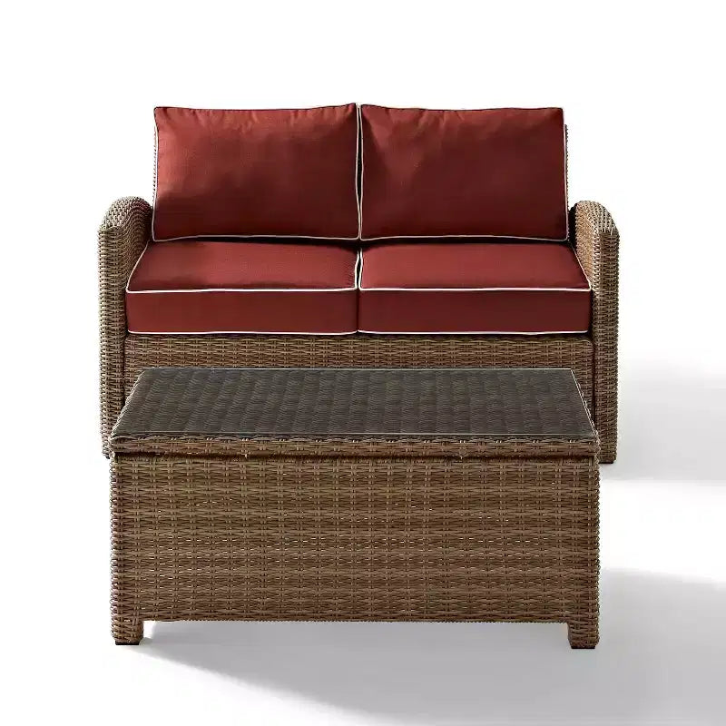 Ensemble canapé et table basse Bradenton en osier pour l'extérieur - Crosley