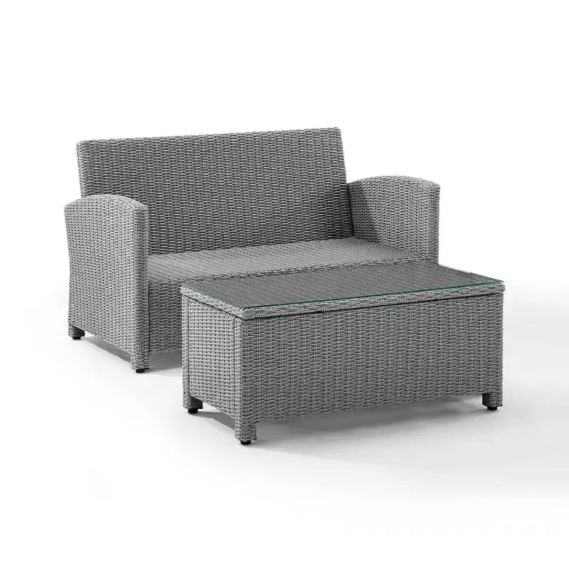 Ensemble canapé et table basse Bradenton en osier pour l'extérieur - Crosley