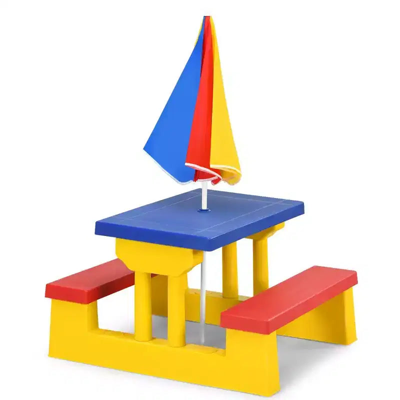Costway Table de pique-nique pour enfants avec parasol amovible, pour l'intérieur et l'extérieur, jardin et terrasse.