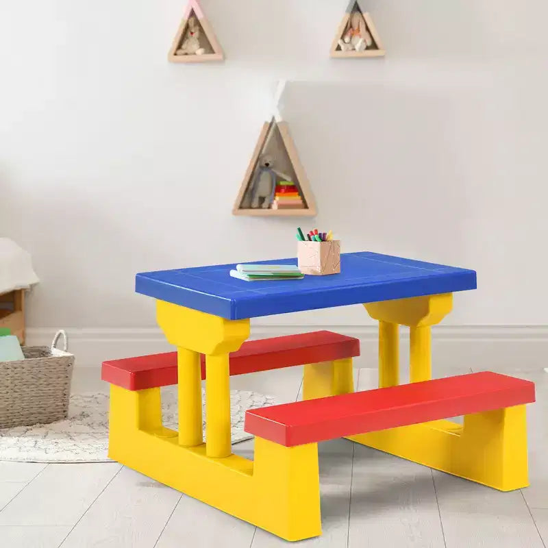 Costway Table de pique-nique pour enfants avec parasol amovible, pour l'intérieur et l'extérieur, jardin et terrasse.