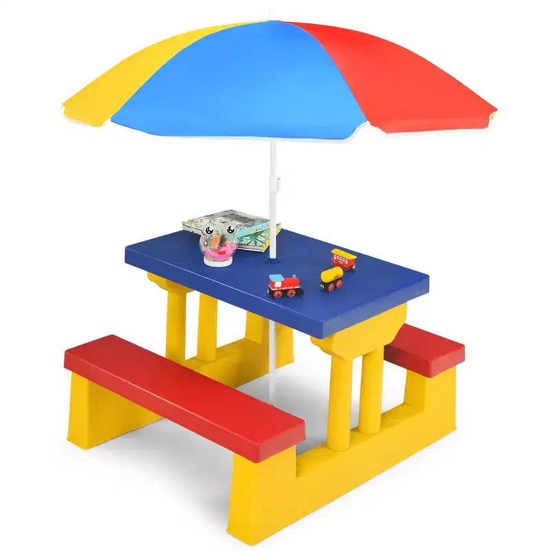 Costway Table de pique-nique pour enfants avec parasol amovible, pour l'intérieur et l'extérieur, jardin et terrasse.