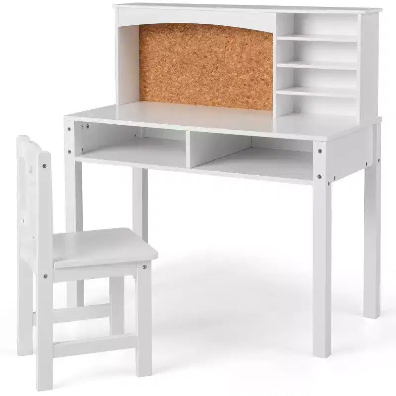Bureau et Chaise pour Enfants Costway avec Étagère et Tableau d'Affichage