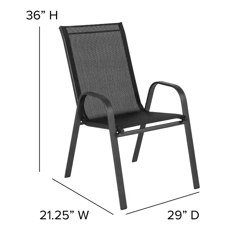 Emma et Oliver Ensemble de salle à manger de jardin cinq pièces avec table ronde en métal avec plateau en verre trempé et 4 chaises empilables Flex Comfort