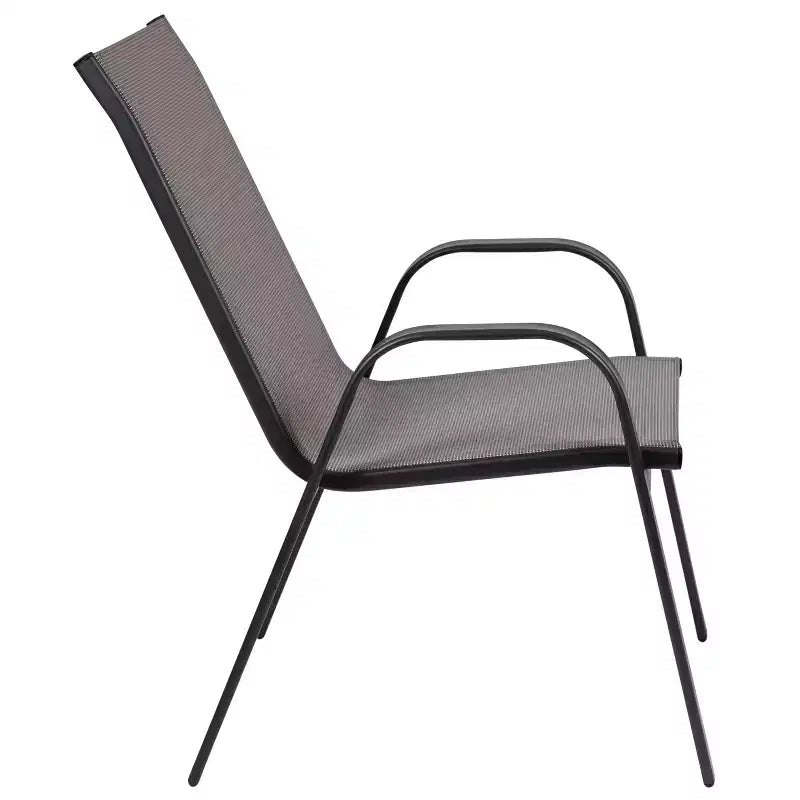 Emma et Oliver Ensemble de salle à manger de jardin cinq pièces avec table ronde en métal avec plateau en verre trempé et 4 chaises empilables Flex Comfort