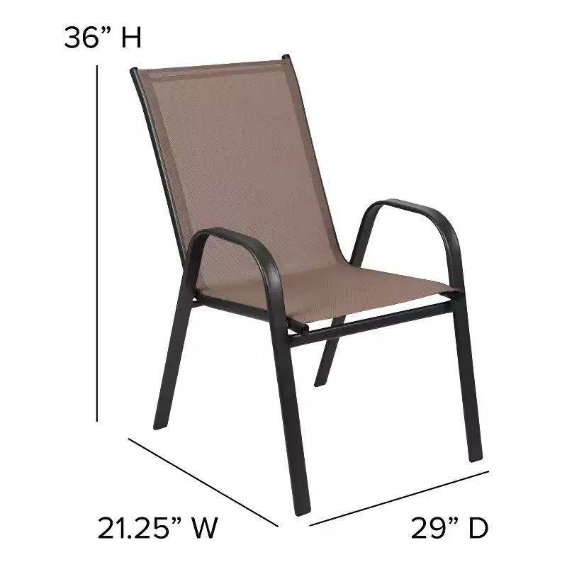 Emma et Oliver Ensemble de salle à manger de jardin cinq pièces avec table ronde en métal avec plateau en verre trempé et 4 chaises empilables Flex Comfort