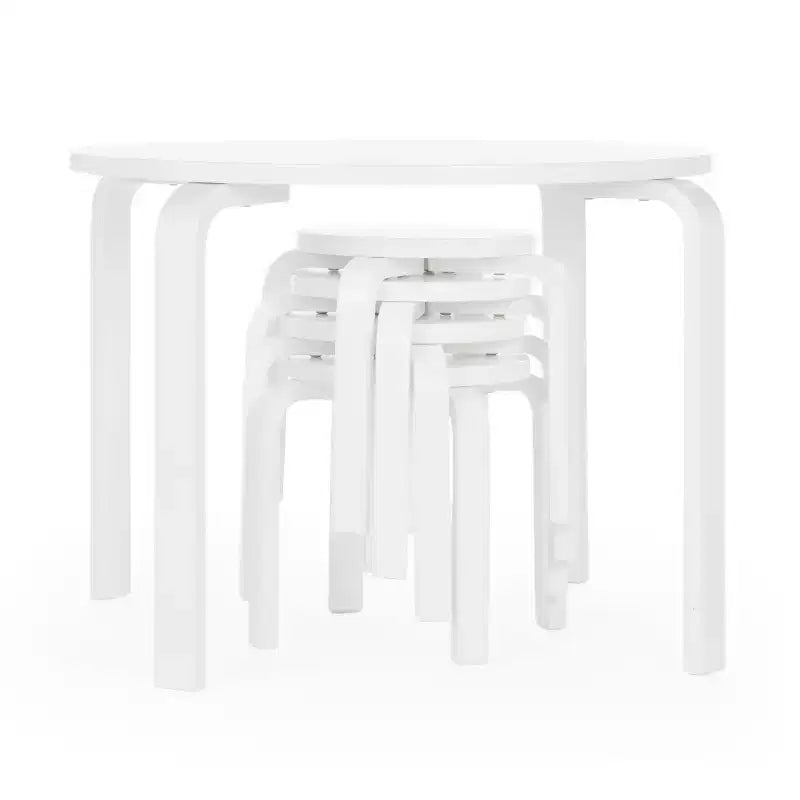 Ensemble Table et Chaises Nordiques Guidecraft pour Enfants : Table d'Activité Ronde en Bois pour Salle de Jeux et Salle de Classe pour Tout-Petits avec 4 Tabourets
