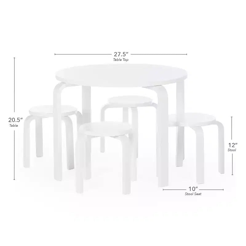 Ensemble Table et Chaises Nordiques Guidecraft pour Enfants : Table d'Activité Ronde en Bois pour Salle de Jeux et Salle de Classe pour Tout-Petits avec 4 Tabourets