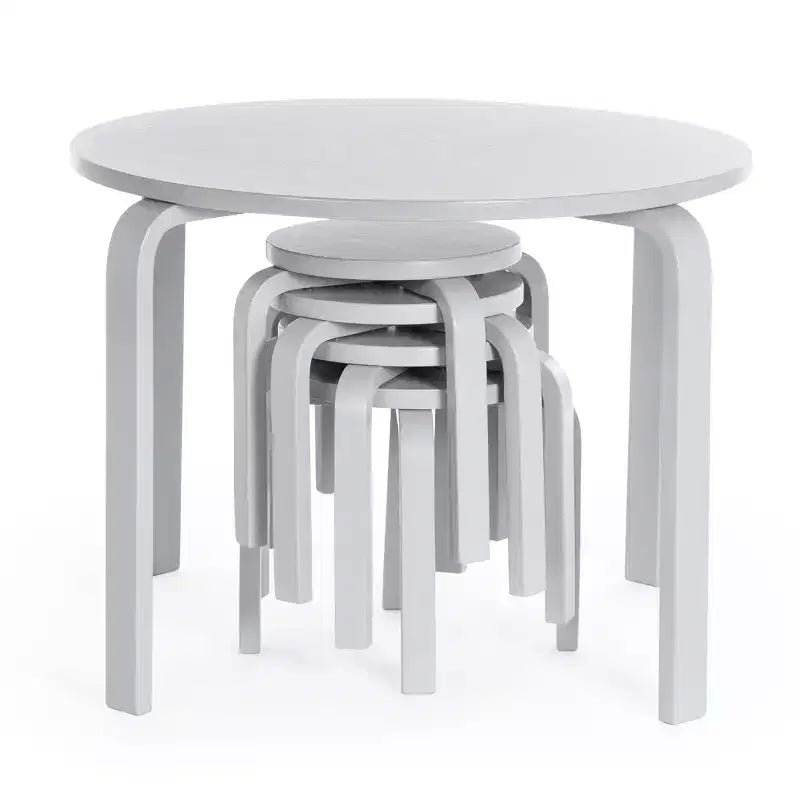 Ensemble Table et Chaises Nordiques Guidecraft pour Enfants : Table d'Activité Ronde en Bois pour Salle de Jeux et Salle de Classe pour Tout-Petits avec 4 Tabourets