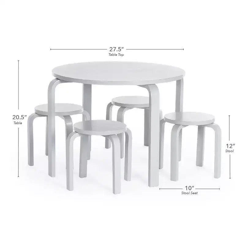 Ensemble Table et Chaises Nordiques Guidecraft pour Enfants : Table d'Activité Ronde en Bois pour Salle de Jeux et Salle de Classe pour Tout-Petits avec 4 Tabourets