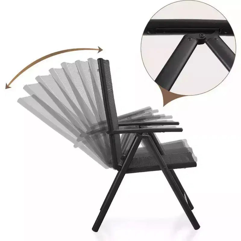 Ensemble de salle à manger d'extérieur 5 pièces Captiva Designs avec chaises pliantes réglables 7 positions et table ronde en métal avec trou pour parasol