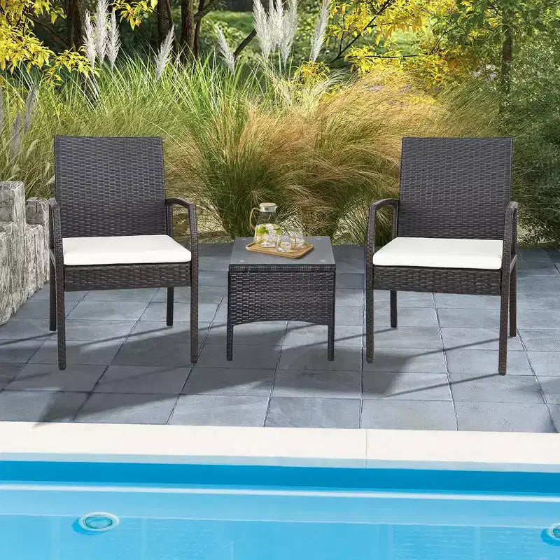 Costway Lot de 2 chaises de salle à manger en résine tressée avec coussins zippés souples pour jardin et terrasse