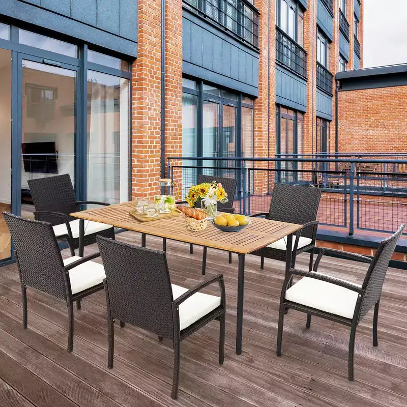 Costway Lot de 2 chaises de salle à manger en résine tressée avec coussins zippés souples pour jardin et terrasse
