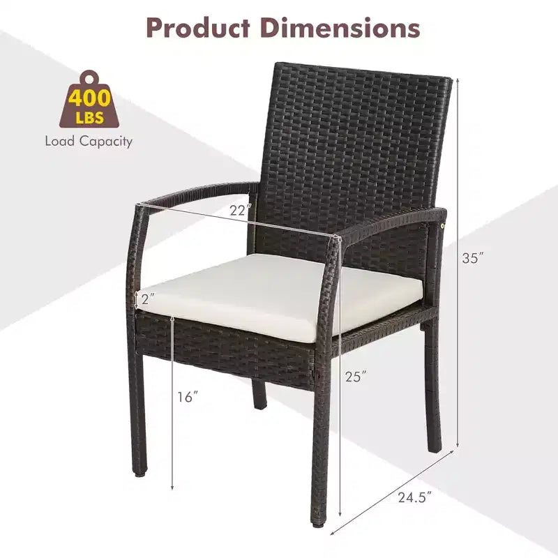 Ensemble de salle à manger Costway 7 pièces en rotin pour patio, table en bois d'acacia, 6 chaises en osier avec trou pour parasol