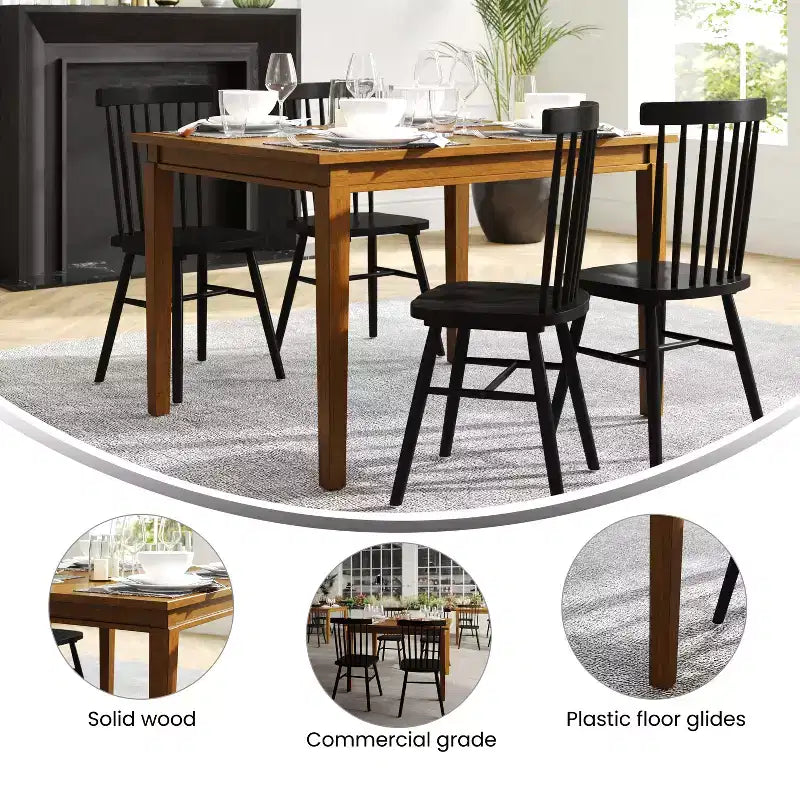 Table à manger en bois avec pieds coniques