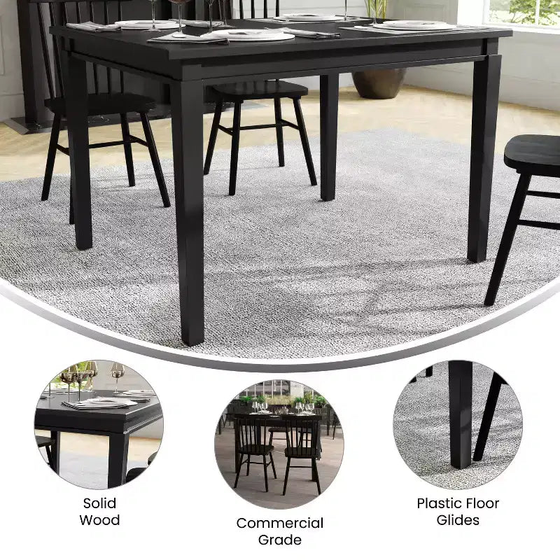 Table à manger en bois avec pieds coniques