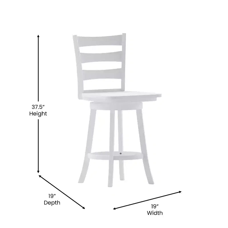 Tabouret de bar classique à dossier échelle et assise en bois