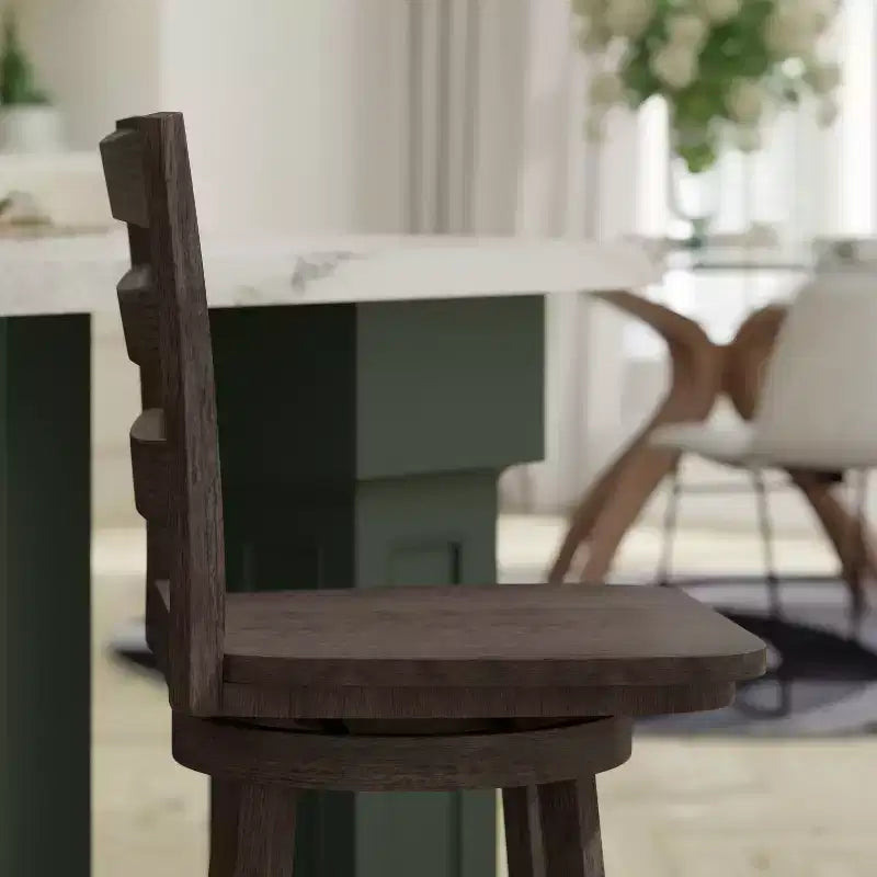 Tabouret de bar classique à dossier échelle et assise en bois