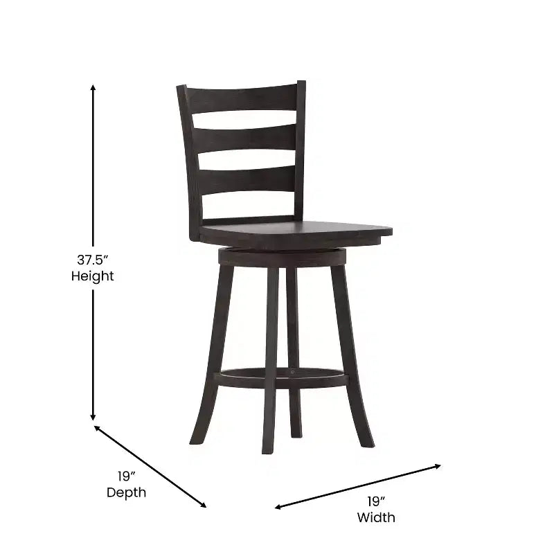 Tabouret de bar classique à dossier échelle et assise en bois