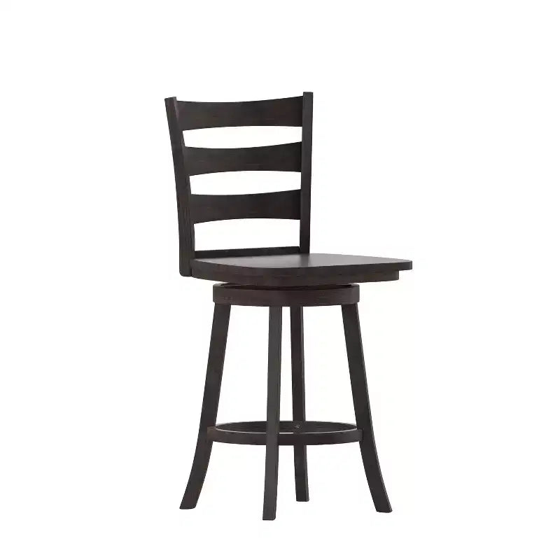 Emma and Oliver Classic Ladderback Counter Height Dining Stool with Wood Seat