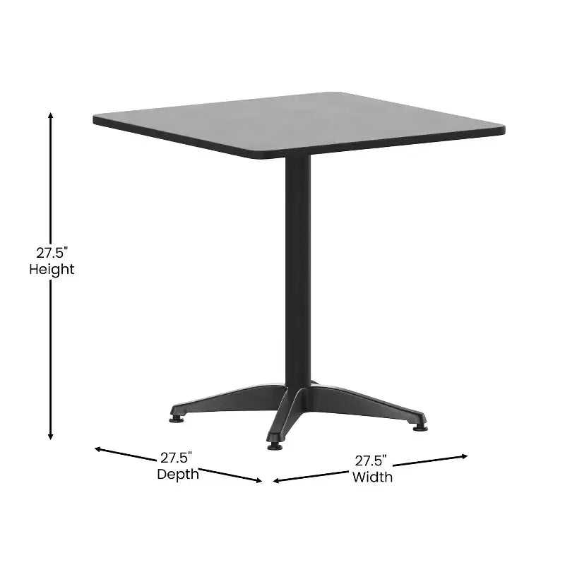 Ensemble table carrée d'intérieur/extérieur en aluminium 27,5'' Emma et Oliver avec 2 chaises à dossier à lattes