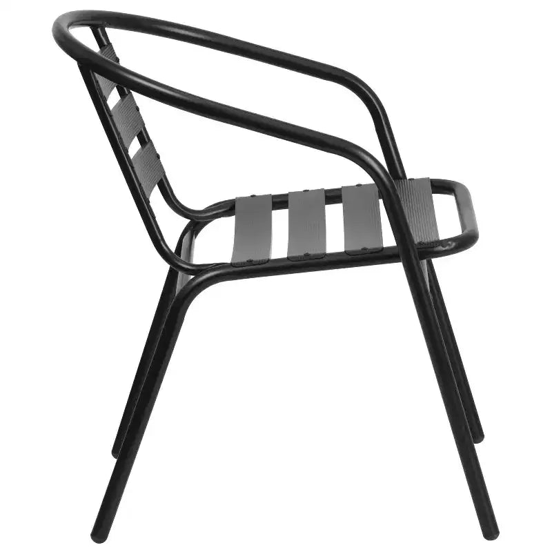 Ensemble table carrée d'intérieur/extérieur en aluminium 27,5'' Emma et Oliver avec 2 chaises à dossier à lattes