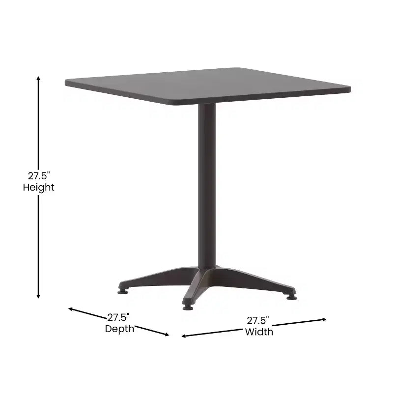 Ensemble table carrée d'intérieur/extérieur en aluminium 27,5'' Emma et Oliver avec 2 chaises à dossier à lattes