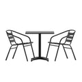 Ensemble table carrée d'intérieur/extérieur en aluminium 27,5'' Emma et Oliver avec 2 chaises à dossier à lattes