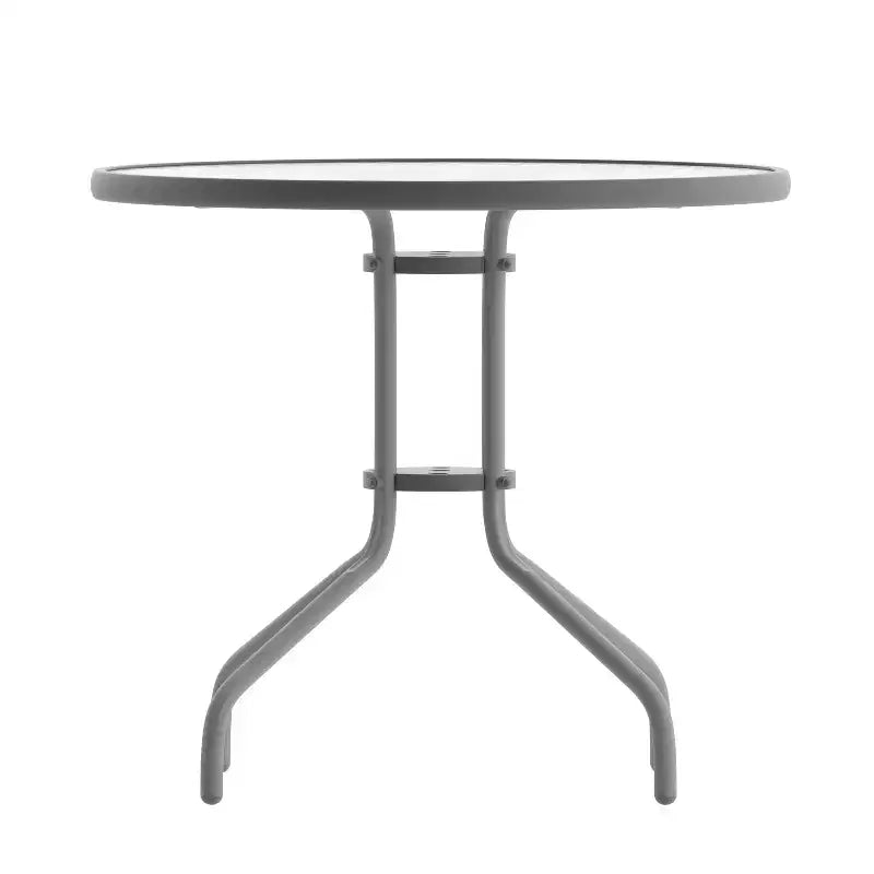 Flash Furniture Lila Ensemble table ronde en verre de 31,5 po avec 4 chaises empilables en aluminium à lattes métalliques