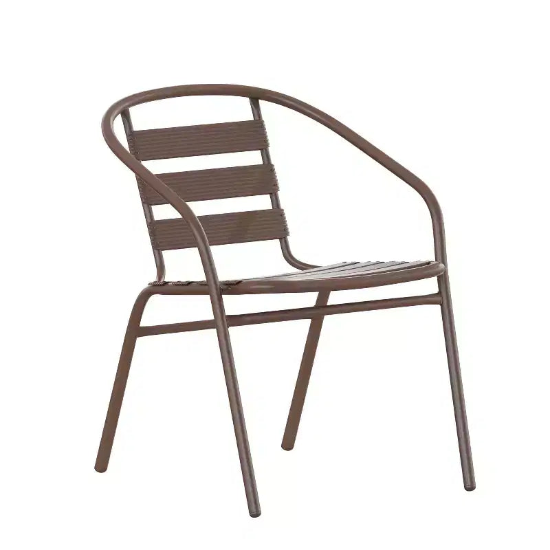 Flash Furniture Lila Ensemble table ronde en verre de 31,5 po avec 4 chaises empilables en aluminium à lattes métalliques