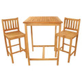 Sunnydaze 3-Piece Teak Wood Outdoor Bar Set - Brown