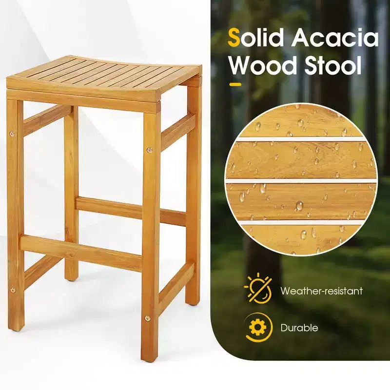 Costway Ensemble de Table de Bar 7 pièces en Bois d'Acacia Table à Manger Rectangulaire 45" et 6 Tabourets de Bar