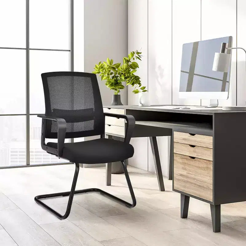 Chaises de conférence en maille, chaises d'accueil et de bureau pour visiteurs avec support lombaire