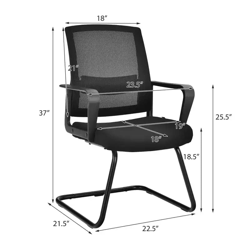 Chaises de conférence en maille, chaises d'accueil et de bureau pour visiteurs avec support lombaire