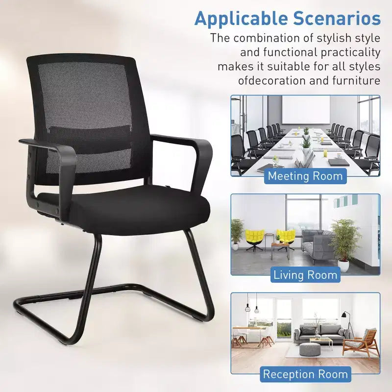 Chaises de conférence en maille, chaises d'accueil et de bureau pour visiteurs avec support lombaire