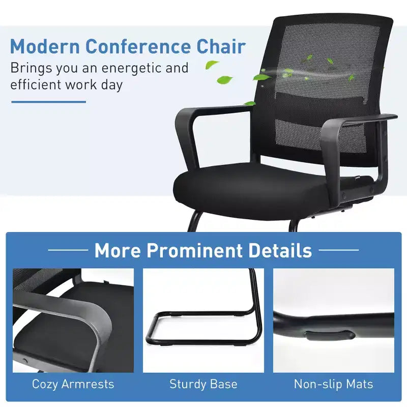 Chaises de conférence en maille, chaises d'accueil et de bureau pour visiteurs avec support lombaire