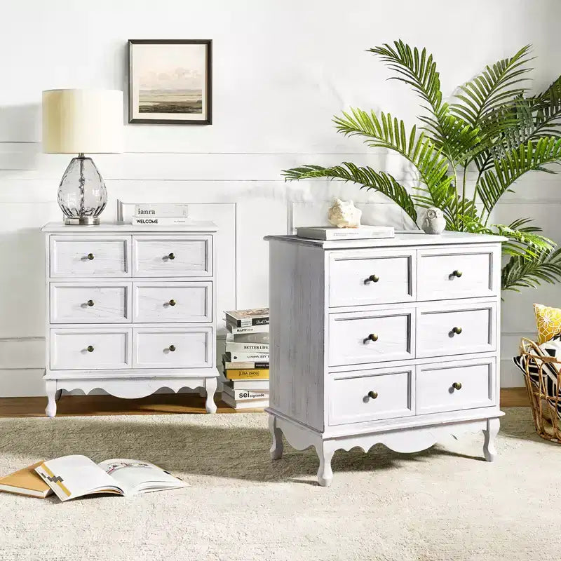 Commode d'appoint traditionnelle en bois massif de 32 po à 3 tiroirs avec station de charge