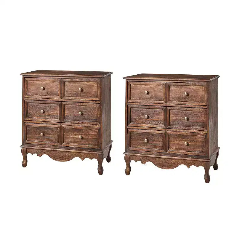 Commode d'appoint traditionnelle en bois massif de 32 po à 3 tiroirs avec station de charge