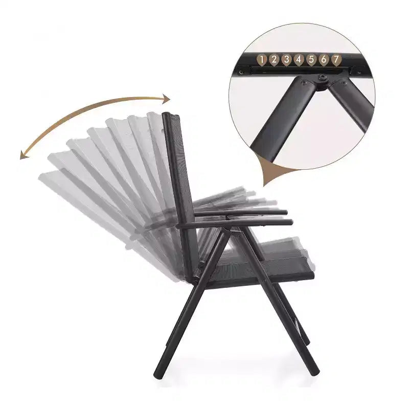 Captiva Designs Ensemble de salle à manger d'extérieur 9 pièces avec table carrée spacieuse à lattes en métal avec trou pour parasol et 8 chaises pliantes inclinables