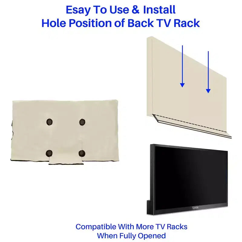Housse de télévision d'extérieur 75 pouces pour écran plat, protection étanche à la poussière pour télévision avec poche pour télécommande, convient aux téléviseurs intelligents LED, LCD, QLED, gris