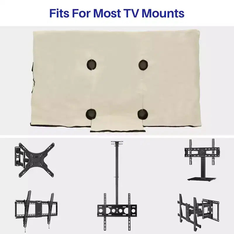 Housse de télévision d'extérieur 75 pouces pour écran plat, protection étanche à la poussière pour télévision avec poche pour télécommande, convient aux téléviseurs intelligents LED, LCD, QLED, gris