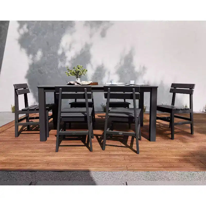 Ensemble de salle à manger d'extérieur 7 pièces POLYWOOD avec chaises Modern Studio Plaza et table Parsons