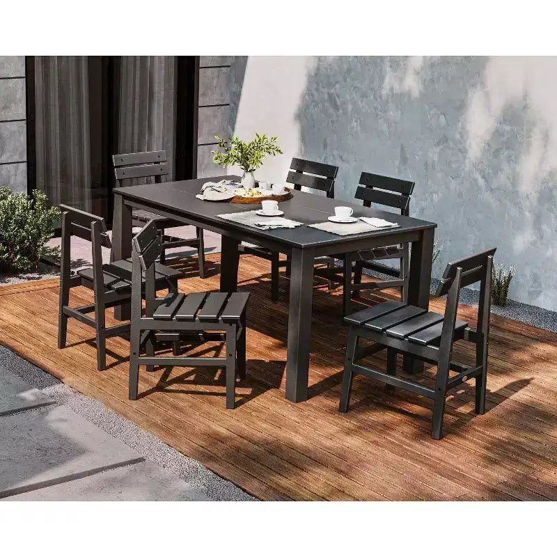 Ensemble de salle à manger d'extérieur 7 pièces POLYWOOD avec chaises Modern Studio Plaza et table Parsons