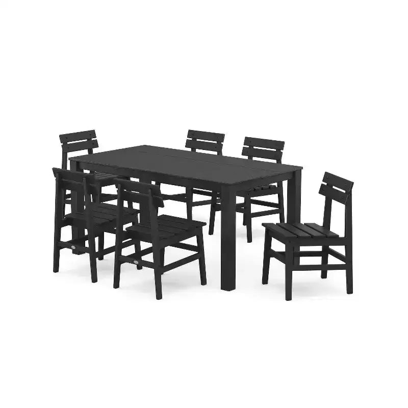 POLYWOOD 7pc Modern Studio Plaza Chairs and Parsons Table Outdoor Patio Dining Set