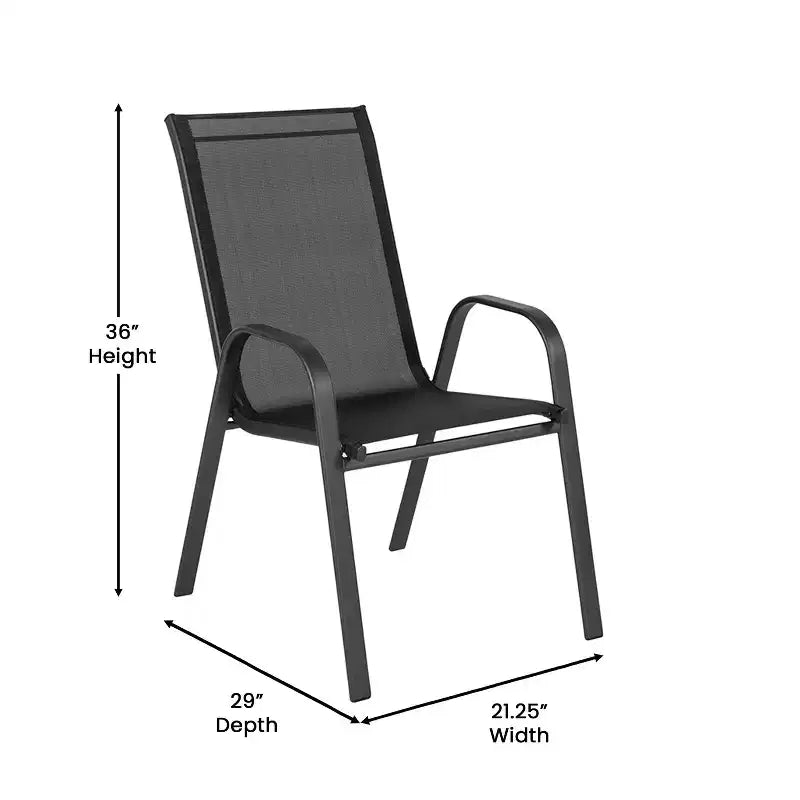 Ensemble de salle à manger de patio commercial Flash Furniture Brazos 7 pièces avec table de patio en verre trempé et 6 chaises avec sièges et dossiers en matériau Flex Comfort