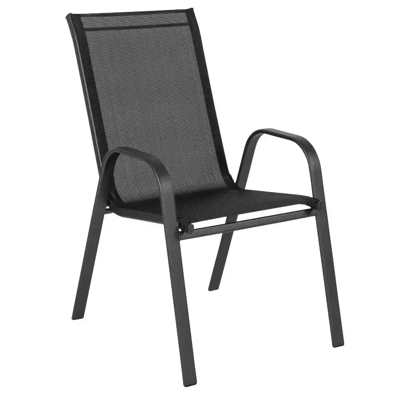 Ensemble de salle à manger de patio commercial Flash Furniture Brazos 7 pièces avec table de patio en verre trempé et 6 chaises avec sièges et dossiers en matériau Flex Comfort