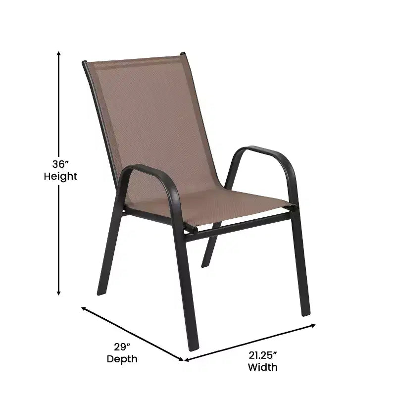 Ensemble de salle à manger de patio commercial Flash Furniture Brazos 7 pièces avec table de patio en verre trempé et 6 chaises avec sièges et dossiers en matériau Flex Comfort