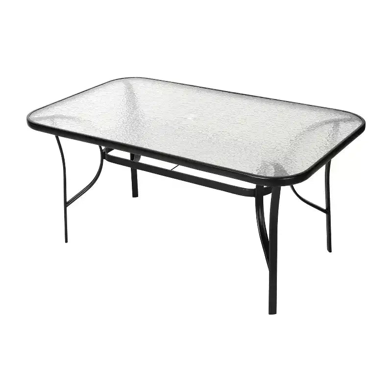 Ensemble de salle à manger de patio commercial Flash Furniture Brazos 7 pièces avec table de patio en verre trempé et 6 chaises avec sièges et dossiers en matériau Flex Comfort