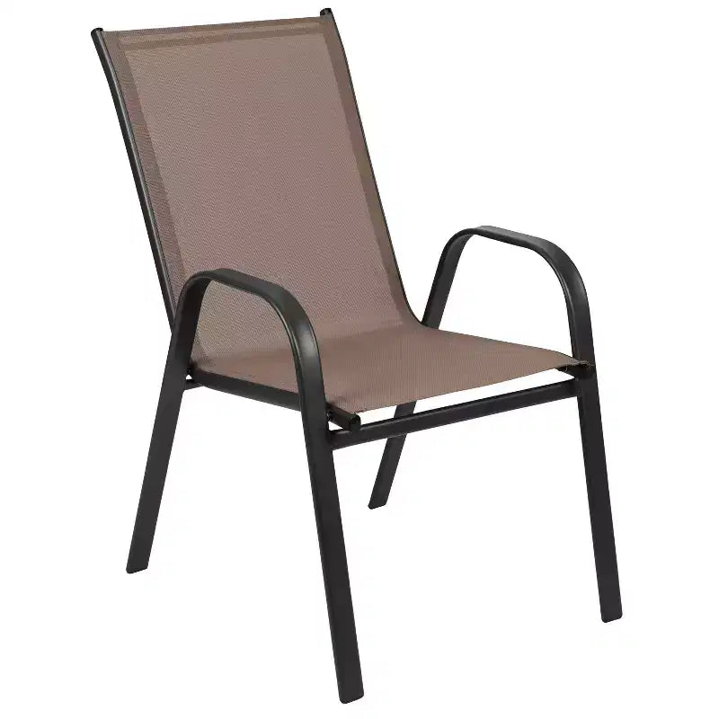Ensemble de salle à manger de patio commercial Flash Furniture Brazos 7 pièces avec table de patio en verre trempé et 6 chaises avec sièges et dossiers en matériau Flex Comfort
